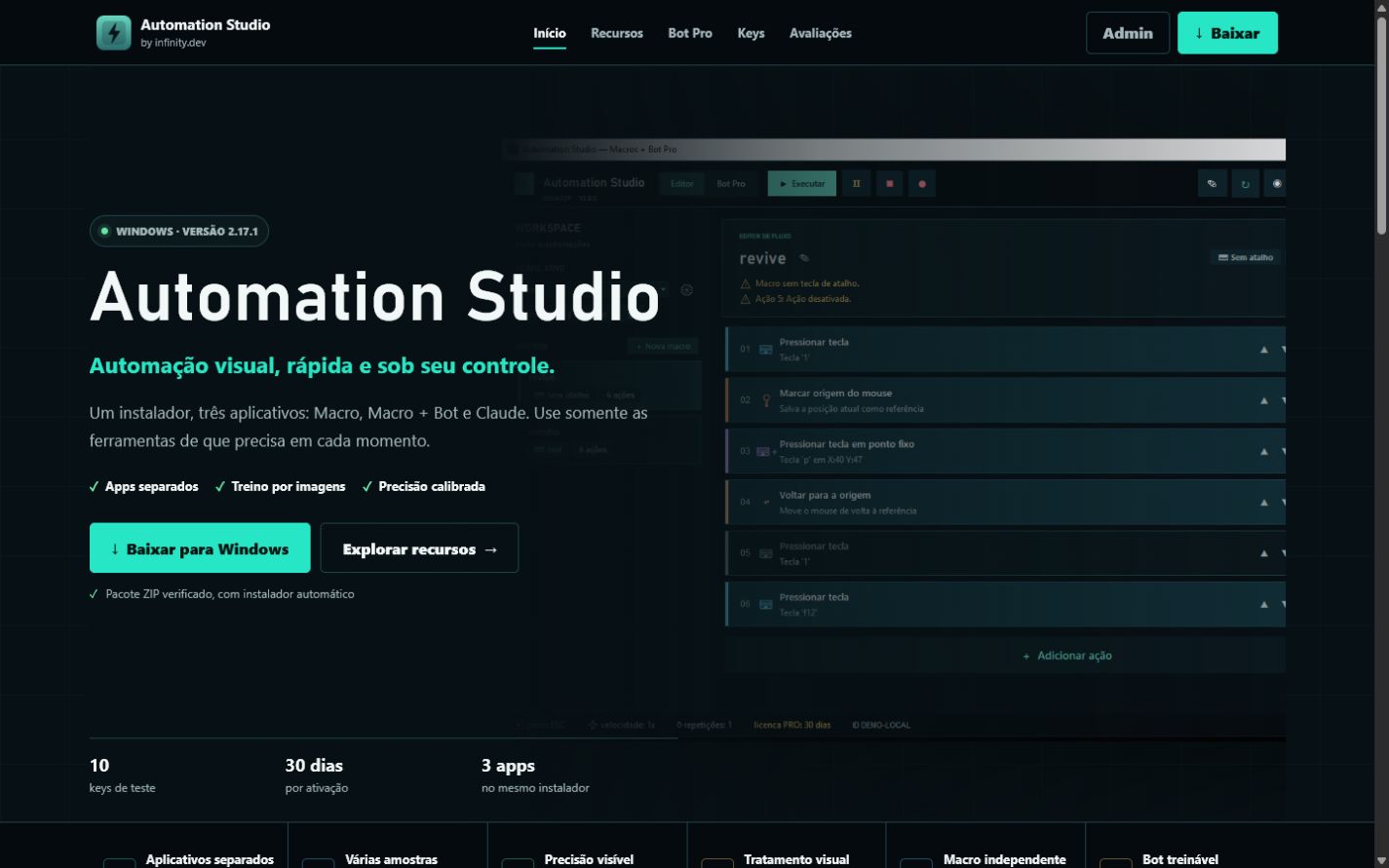 Página inicial do Automation Studio